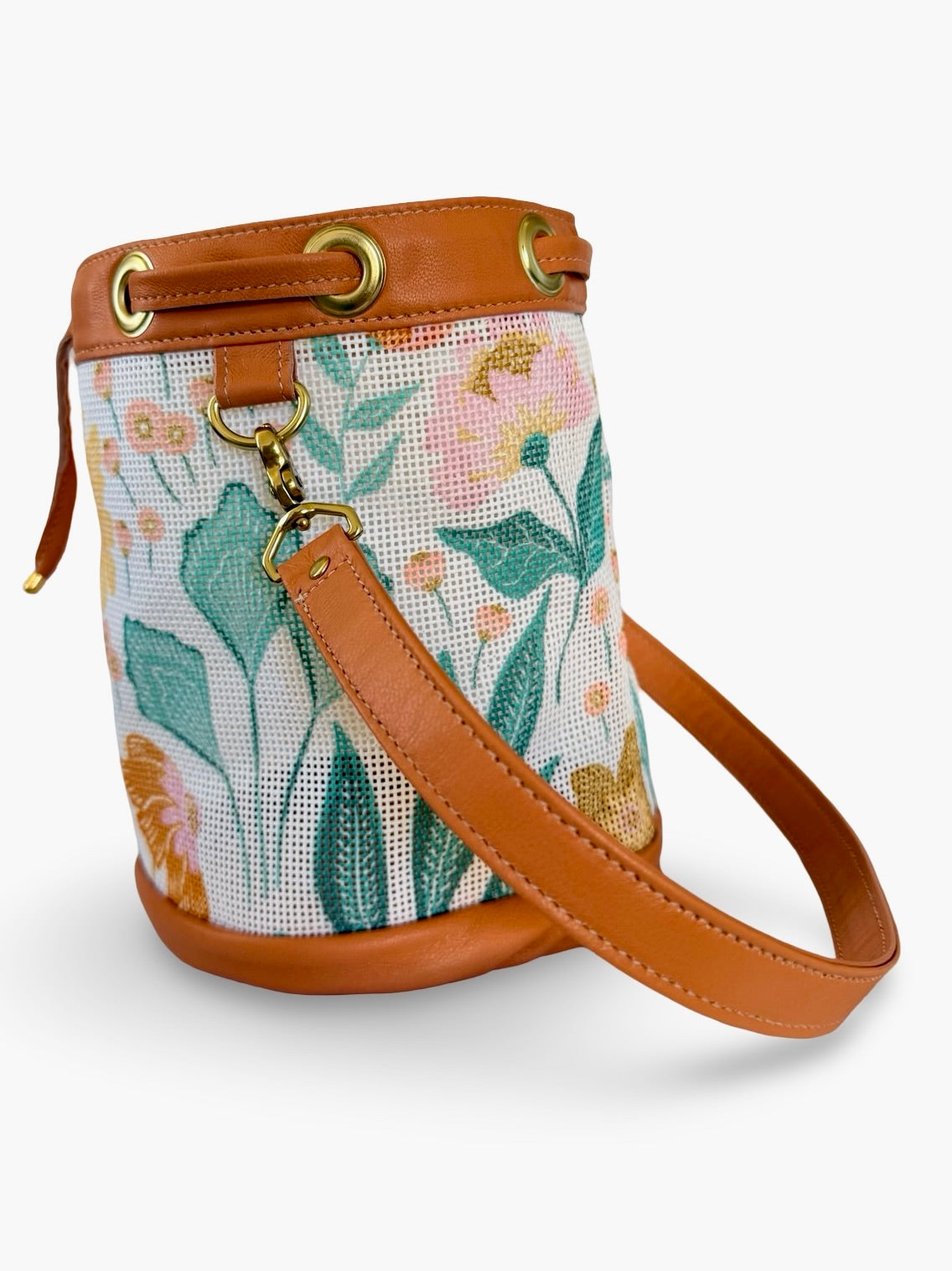Mom's Flowers Light Mini Needlepoint Self Finishing Bucket Bag