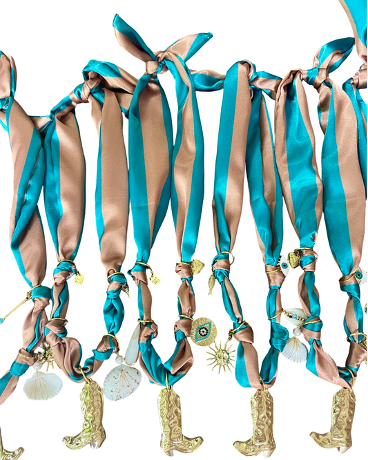 Game Day Scarf Charm Necklace -Teal & Bronze