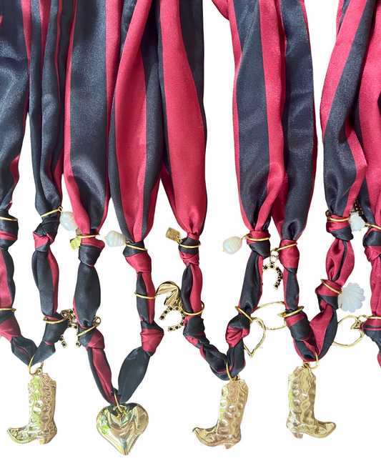 Game Day Scarf Charm Necklace -Garnet & Black
